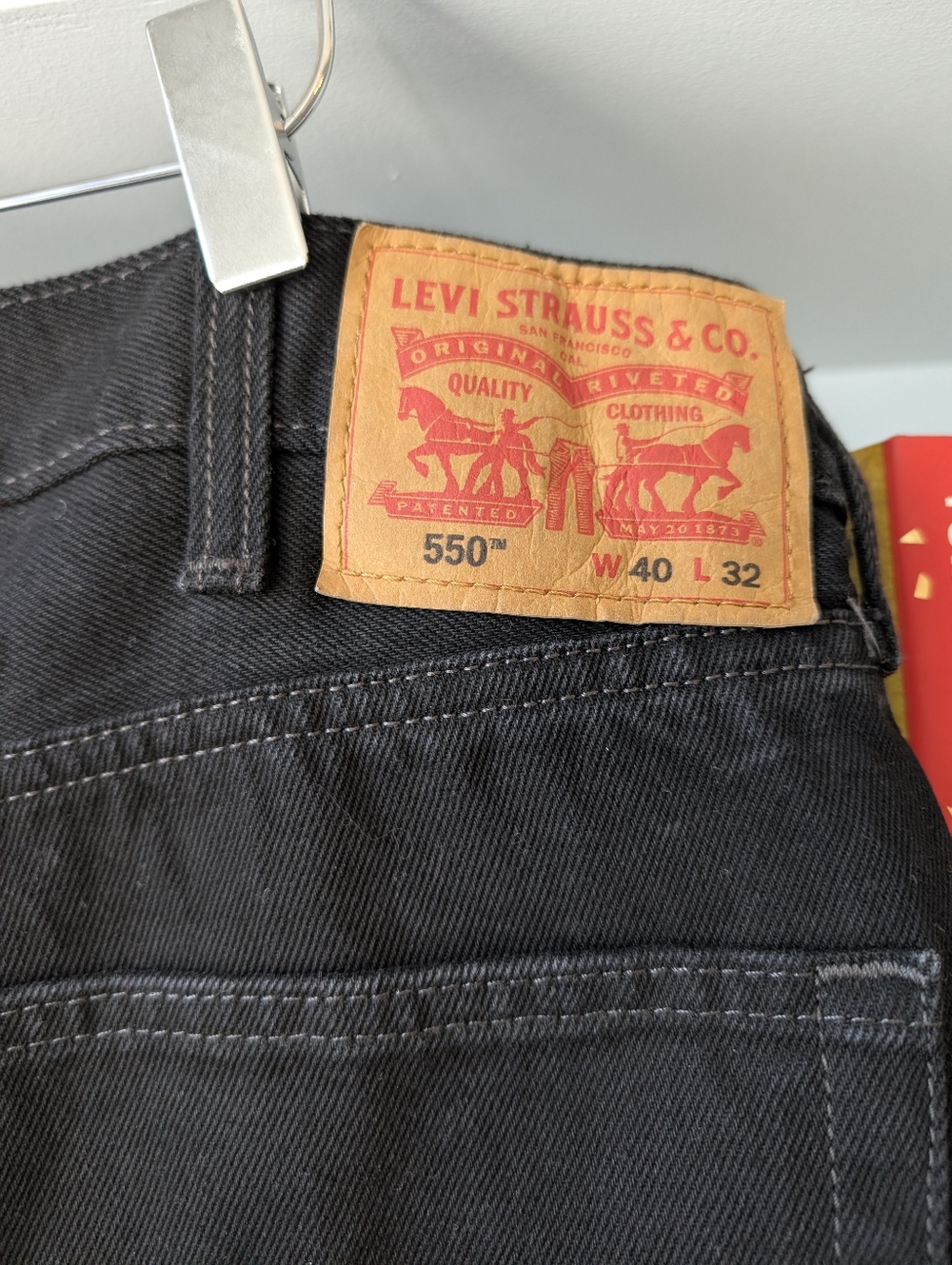 Levi's 550 Relaxed Fit Men's Jeans Black Size 40x32 100% Cotton